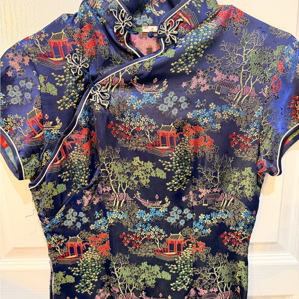 Vintage Traditional From Hong Kong Kimono Dress Size Small Silk - Picture 10 of 15